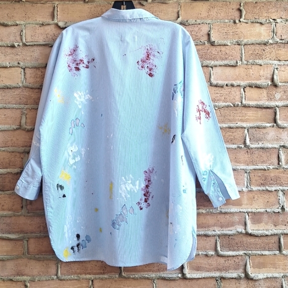 Zara Striped Distructex Painters Shirt - Picture 6 of 13